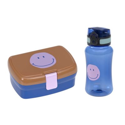 Lancheira + garrafa smile caramel/ blue Lassig