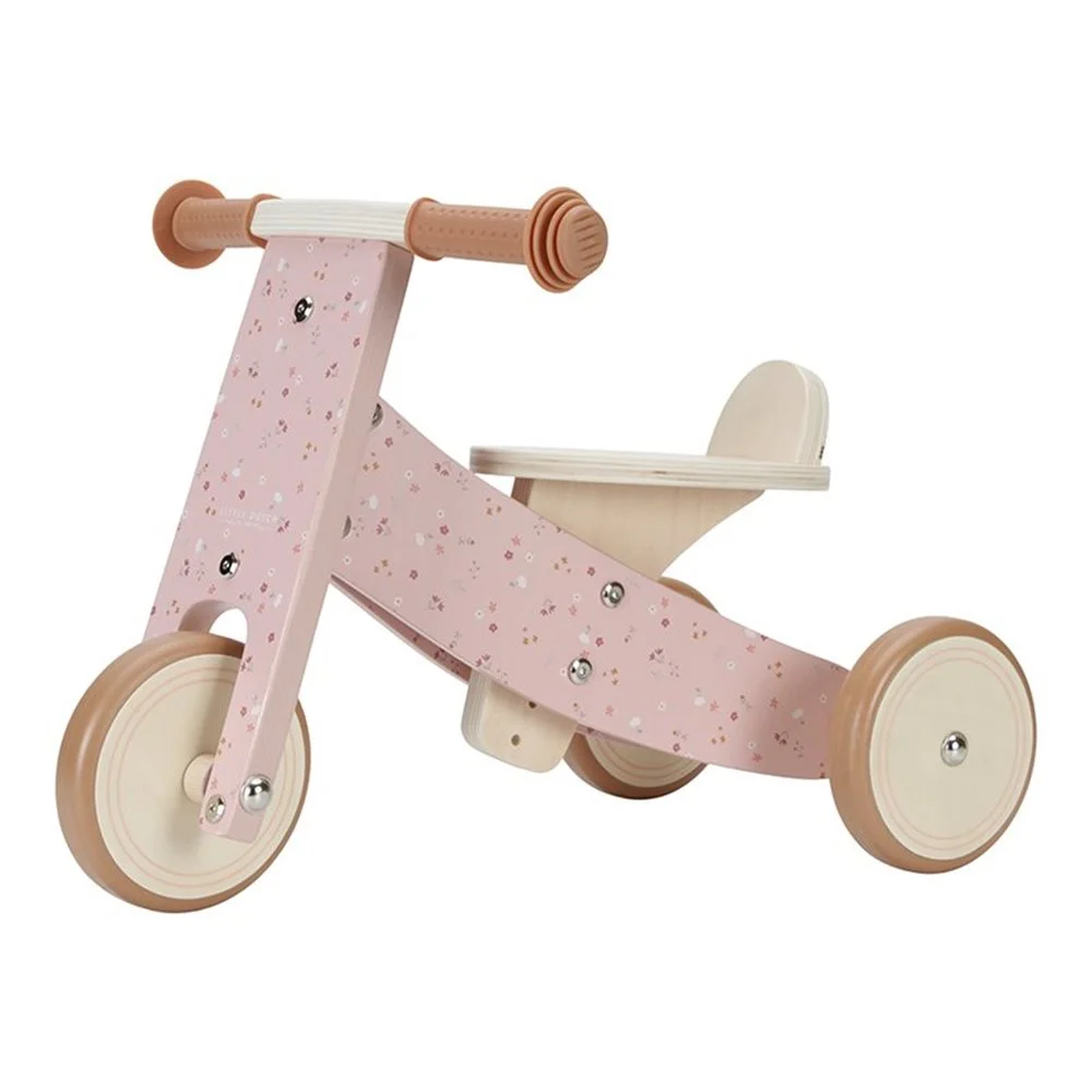 triciclo-litte-pink-flowers-little dutch 0024762 little dutch wooden tricycle pink essentials 0 1000