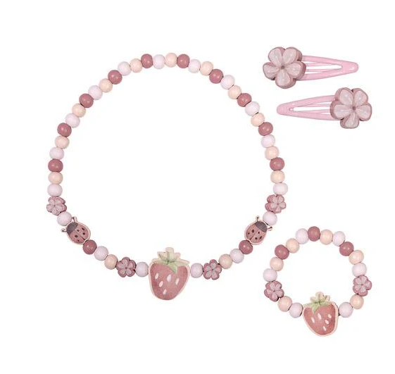 conjunto joias madeira morango little dutch