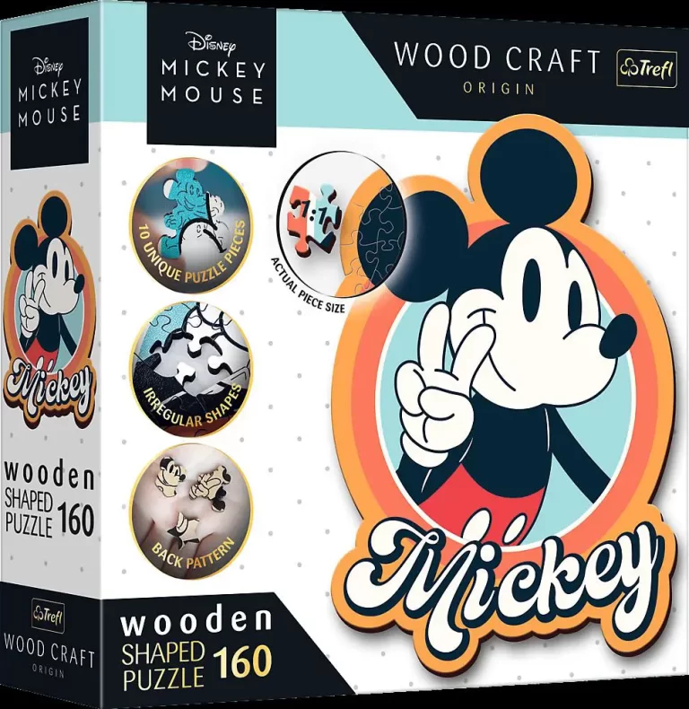 puzzle trefl 160 pieces mickey mouse retro wooden