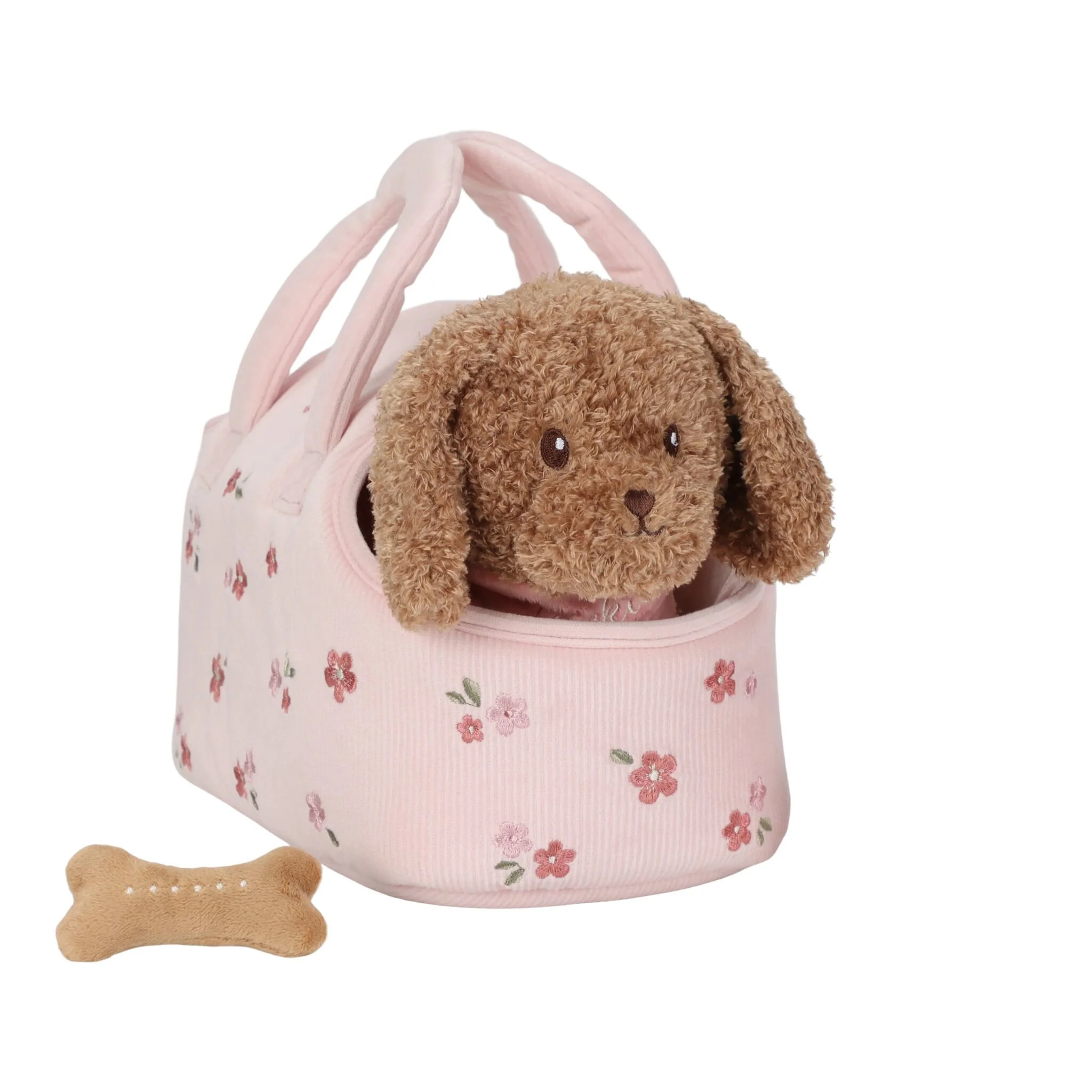 0030896 knuffelhond in bloementas met accessoires
