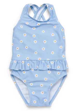 Fato de Banho Sem Mangas Daisies azul Little Dutch 9-12 meses 74-80cm - Image 1